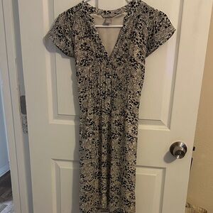 H&M Black and Cream Midi Dress